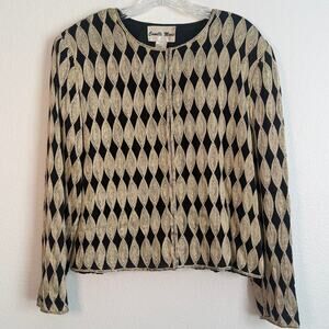 Camille Marie Silk Jacket Blazer Black Gold Size XL Special Occasion 80s 90s